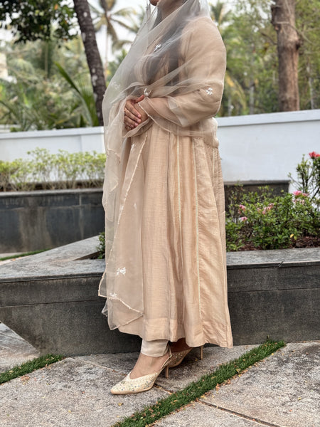 HASEEN - Beige Floral Handcrafted Anarkali