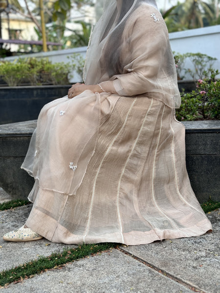 HASEEN - Beige Floral Handcrafted Anarkali
