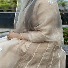 HASEEN - Beige Floral Handcrafted Anarkali