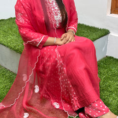 BANDANI - Pink Handcrafted Anarkali Suit