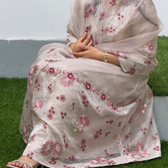 GULZAR - Floral Lines Tissue Suit