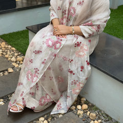 GULZAR - Floral Lines Tissue Suit