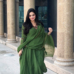 ARWA - Mossy Green Chanderi Suit