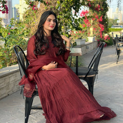 DORIYAN -  Maroon Chanderi Suit