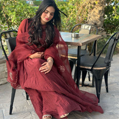 DORIYAN -  Maroon Chanderi Suit