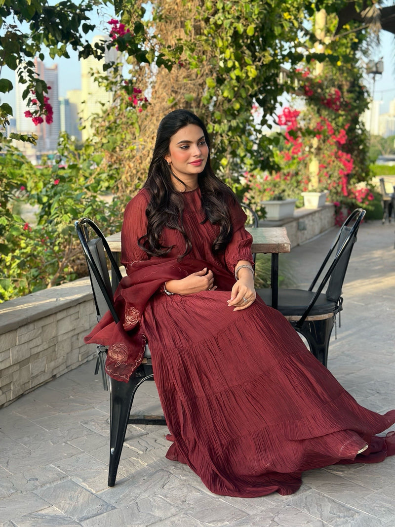 DORIYAN -  Maroon Chanderi Suit