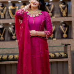 SARA - Maganta Chanderi Anarkali Suit