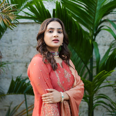 KESAR - Orange Chanderi Anarkali Suit