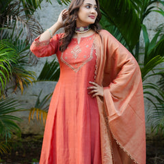 KESAR - Orange Chanderi Anarkali Suit